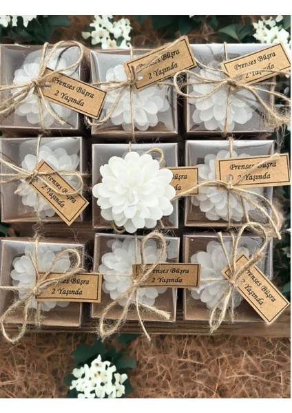 20 Adet Süslemeli Lotus Mum Beyaz Renkli Nikah Şekeri Doğum Günü İçin Özel