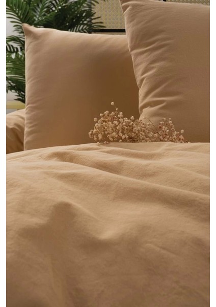 Neat Poplin Çift Kişilik Nevresim Takımı Bej Krem