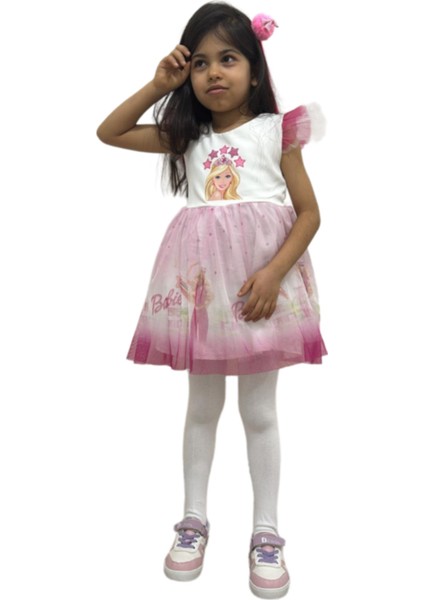 Barbie Baskılı Kız Elbise 2/5 Yaş modelleri