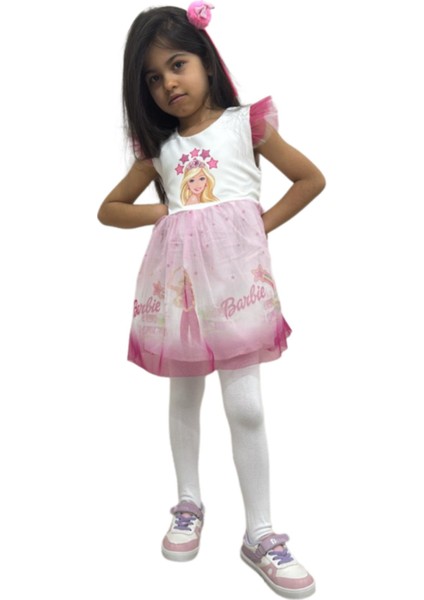 Barbie Baskılı Kız Elbise 2/5 Yaş indirimleri