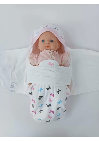Yenidoğan İlk Baharın Ceylanı Nakışlı Çıt Çıt Kapama Bebek Kundak Ekru