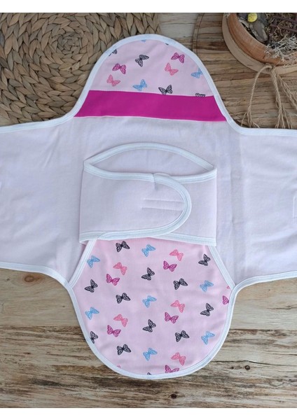 Yenidoğan İlk Baharın Ceylanı Nakışlı Çıt Çıt Kapama Bebek Kundak Pembe