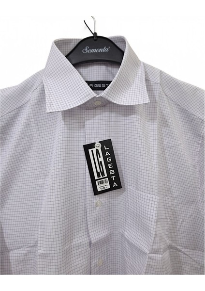 S / M Beden Tek Cepli Pamuk Pembe- Beyaz Çizgili Kareli Klasik Kısa Kollu Erkek Gömleği fiyatları