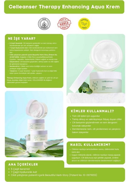5 Seramid ve 7 Hyaluronik Asit Içeren Nemlendirici ve Yatıştırıcı Therapy Enhancing Aqua Krem fırsatları