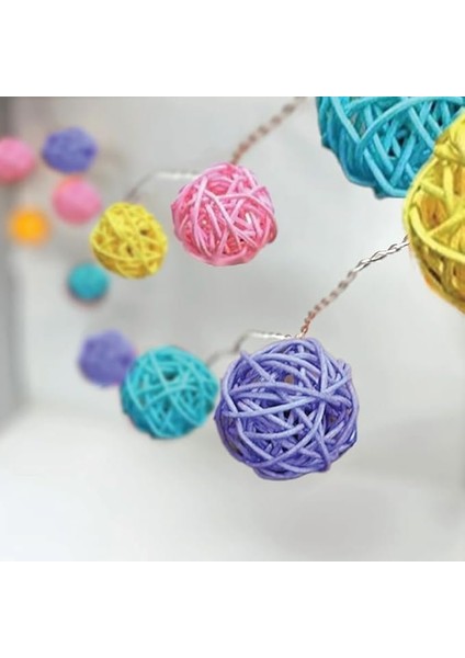 Renkli Rattan Mini Top String Light [enerji Sınıfı D] 2 Metre