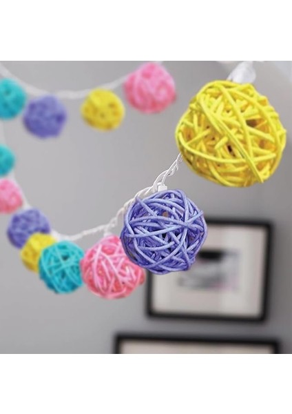 Renkli Rattan Mini Top String Light [enerji Sınıfı D] 2 Metre