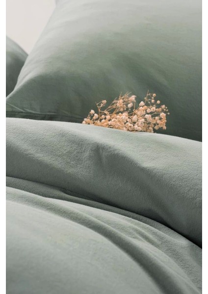 Neat Poplin Çift Kişilik Nevresim Takımı Mint Krem