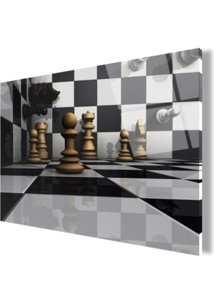 Satranç Taşları Cam Tablo 2 50 x 70 cm