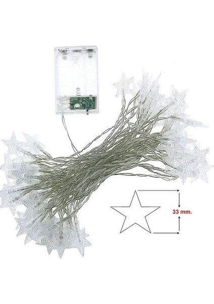 Yıldız LED Gün Işığı Dekoratif Aydınlatma Yıldız LED Dizeleri 20'li 3 Metre Pilli LED modelleri