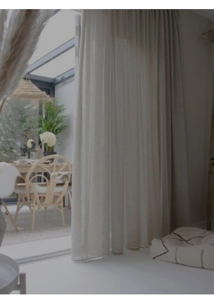 Ince Tül Fon Perde – Bej - Pileli Dikim -Ince Dokulu - 1 Adet BJ756