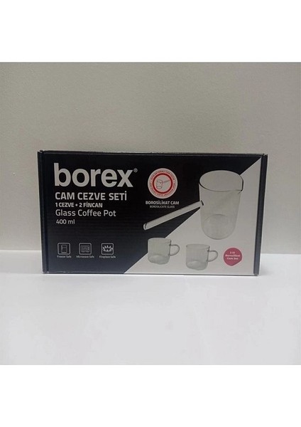 Cam Cezve Seti & Borosilikat Isıya Dayanıklı Cam Cezve Seti 3'lü 400ML