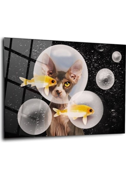 Kedi ve Balık Duvar Dekarasyonu,ev Dekorasyon,duvar Tablosu,ev Hediyesi