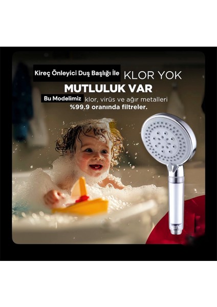 Su Tasarruflu Kireç Önleyici Özellikli 3 Adet Yedekli Lüks Model Duş Başlığı