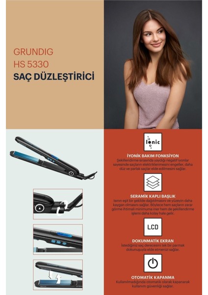 İyonik ve keratin kaplamalı şık saç düzleştirici, seramik plakalı, 210°C, siyah fiyatları