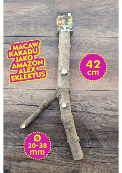 Venty 42 cm Doğal Şekilli Papağan Tüneği - Dal Tünek | Macaw, Kakadu, Jako, Amazon, Alex, Eklektus, Konur Türleri İçin İdeal - L278