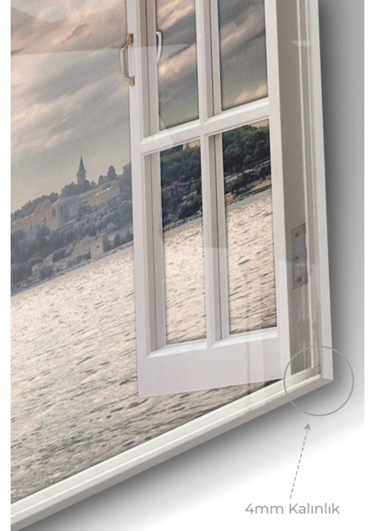 Pencere ve Kız Kulesi | Şehir Temalı Cam Tablo | 50 x 70 cm modelleri