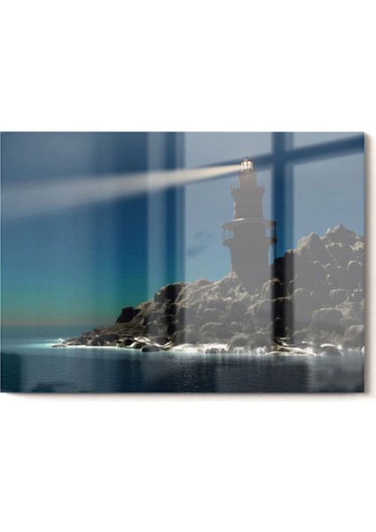 Deniz Feneri | Manzara Temalı Cam Tablo | 50 x 70 cm fırsatları