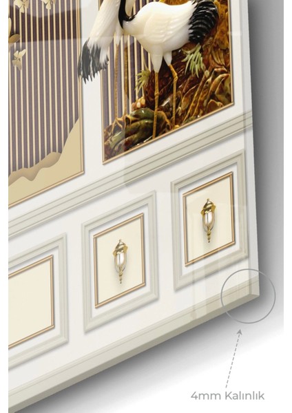 Gold Işlemeli Vintage Desenler | Çiçek Temalı Cam Tablo | 50 x 70 cm