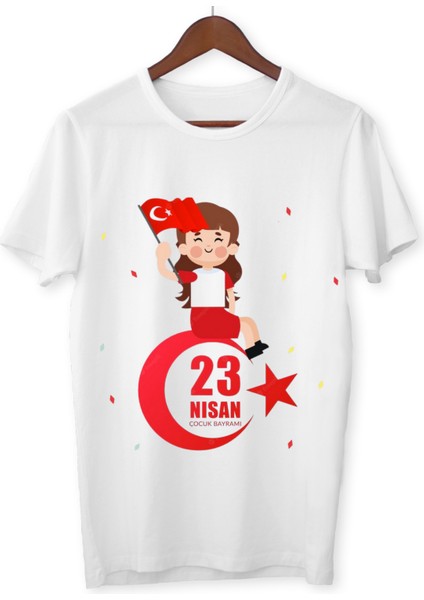 23 Nisan Baskılı Uzun Kollu Ince T-Shirt Çocuk Yetişkin Çocuk Bayramı Uzun Kollu Tişört