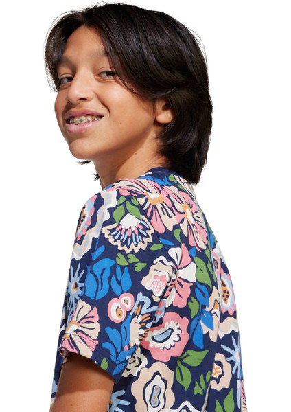 Desenli Çok Renkli Kız Çocuk T-Shirt JD0527-TEE