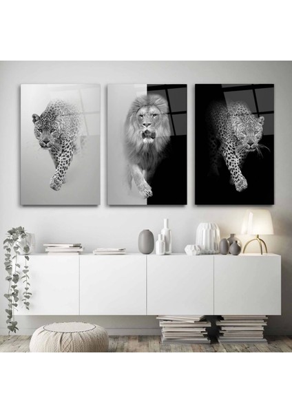 Kaplan ve Aslan Asalet Sanatsal Cam Tablo fiyatları