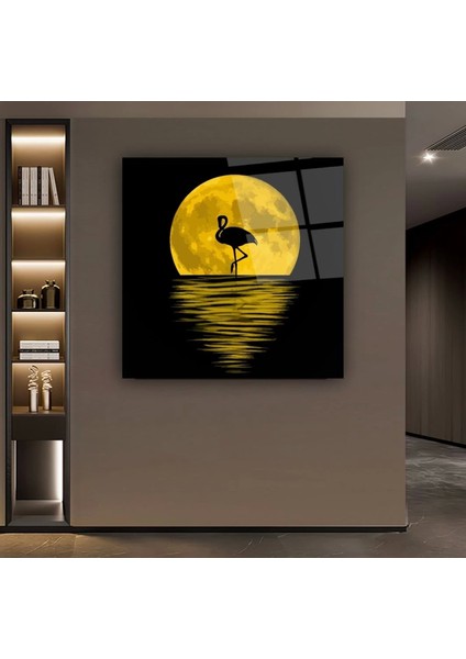 Gece Ay Işığında Dans Eden Kuğu Sanatsal Cam Tablo fiyatları