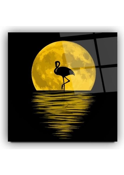 Gece Ay Işığında Dans Eden Kuğu Sanatsal Cam Tablo indirimleri