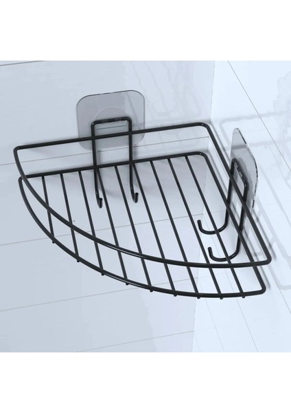 Buffer® Yapışkanlı Banyo Köşeliği Kancalı Köşe Rafı Duş Şampuanlık Duvar Düzenleyici Organizer Raf