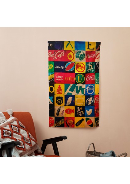 Pop Art Duvar Örtüsü - %100 Pamuk Sırt, Polyester Ön - Canlı Renkler - Yatak Odası, Oturma
