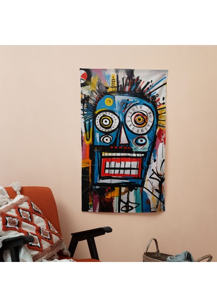 Soyut Basquiat'tan Esinlenen Duvar Örtüsü - Yatak Odası, Oturma Odası ve Yurt Için% 100 Pamuk