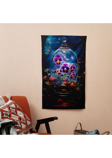 Büyüleyici Hercai Menekşe Duvar Örtü - Süblimasyon Baskılı Canlı Ranforce Kumaş, Yatak Odası, fiyatları