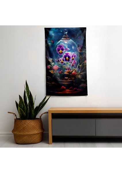 Büyüleyici Hercai Menekşe Duvar Örtü - Süblimasyon Baskılı Canlı Ranforce Kumaş, Yatak Odası, modelleri