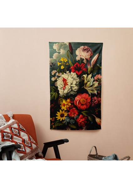 Klasik Pop Art Fusion Duvar Örtüsü - %100 Pamuk Sırt, Polyester Ön - Canlı Renkler, Hafif