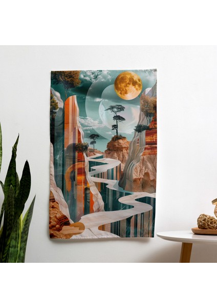 Gerçeküstü Dadaizm Bozulmuş Perspektif Duvar Örtüsü | %100 Pamuk ve Polyester Kumaş Sanat