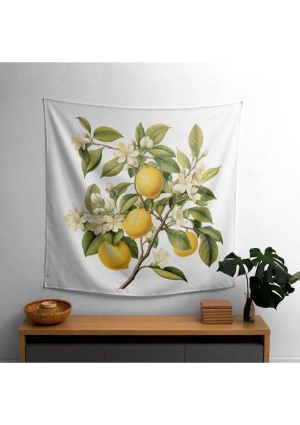 Vintage Limon Ağacı Duvar Örtüsü - Ranforce Kumaş ve Canlı Süblimasyon Baskı