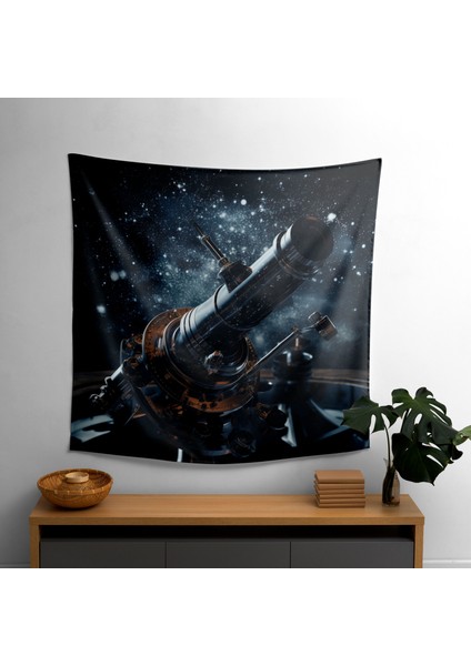 Kozmik Kaşif Duvar Örtüsü - Galaksi Yıldız Haritası Tasarımlı, %100 Pamuk Sırtlı, Süblimasyon
