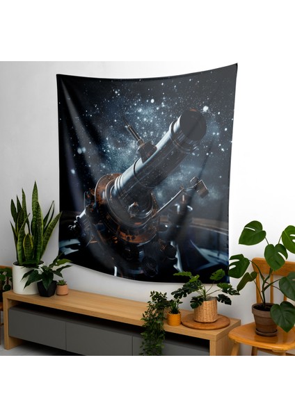 Kozmik Kaşif Duvar Örtüsü - Galaksi Yıldız Haritası Tasarımlı, %100 Pamuk Sırtlı, Süblimasyon modelleri