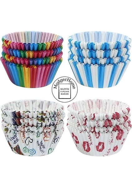 100 Adet Muffin Cupcake Kağıdı, Renkli Kağıt Muffin Kek Kalıbı