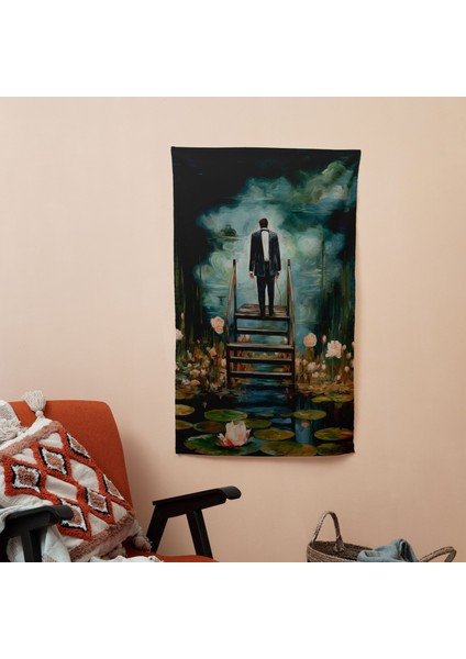 Insanlar Gibi Giyinmiş Modern Sanat Hayvanları Duvar Örtüsü - Ranforce Kumaş, Canlı Süblimasyon