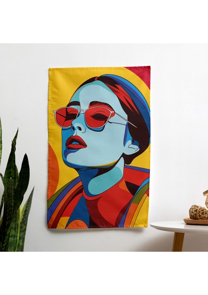 Minimalist Portre Duvar Örtüsü - %100 Pamuk Sırt, Polyester Ön - Canlı Renkler - Süblimasyon