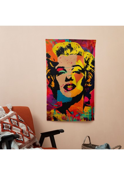 Andy Warhol Duvar Sanatı Modern Baskılı Duvar Örtüsü - %100 Pamuk Sırt, Polyester Ön, Canlı