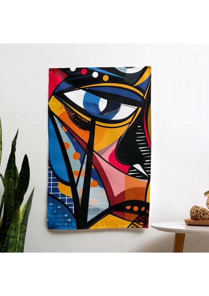 Popart Tarzı Geometrik Soyut Duvar Örtüsü | Canlı Renkler | Yatak Odası, Oturma Odası ve Yurt