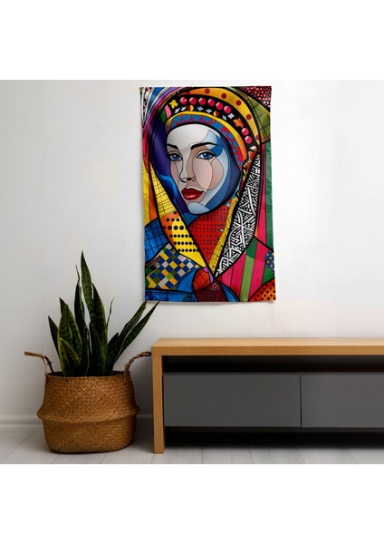 Rönesans Portresi Klasisizm Pop Art Duvar Örtüsü - %100 Pamuk Sırt, Süblimasyon Baskı, Canlı