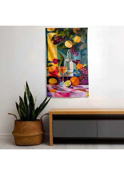 Klasisizm Pop Art Fusion Duvar Örtüsü - %100 Pamuk Sırt, Polyester Ön - Canlı Renkler, Yatak
