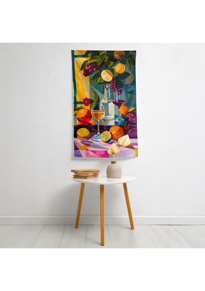 Klasisizm Pop Art Fusion Duvar Örtüsü - %100 Pamuk Sırt, Polyester Ön - Canlı Renkler, Yatak