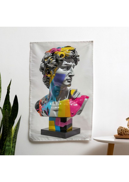 Rönesans Pop Art Duvar Örtüsü - Canlı Renkler, Hafif Kumaş, Süblimasyon Baskı