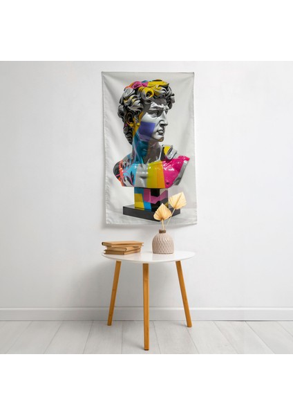 Rönesans Pop Art Duvar Örtüsü - Canlı Renkler, Hafif Kumaş, Süblimasyon Baskı