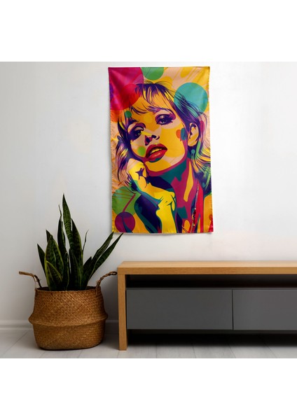 Popart Tarzı Modern Sanat Duvar Örtüsü - Canlı Renkler, Hafif Kumaş Duvar Sanatı