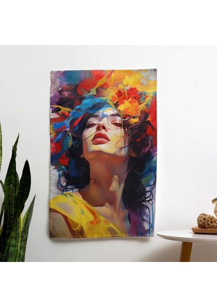 Basquiat Stili Etkileyici Fırça Duvar Örtüsü - %100 Pamuk Sırt, Polyester Ön - Canlı Renkler,