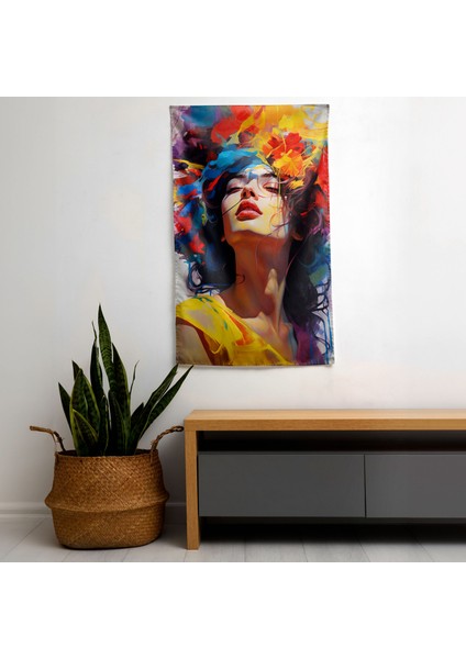 Basquiat Stili Etkileyici Fırça Duvar Örtüsü - %100 Pamuk Sırt, Polyester Ön - Canlı Renkler, fiyatları